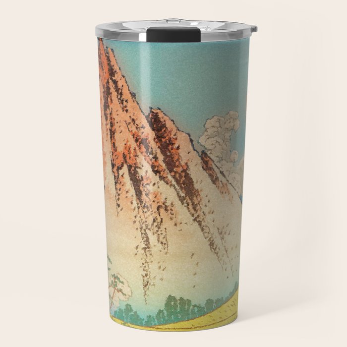 Greeting Kaneda - Mountain  Nature Landscape in Yellow, Orange and Blue Travel Mug Gallery Image 1