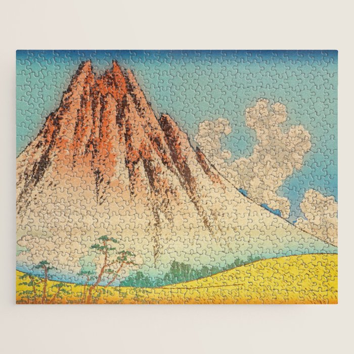 Greeting Kaneda - Mountain  Nature Landscape in Yellow, Orange and Blue Jigsaw Puzzle Gallery Image 1