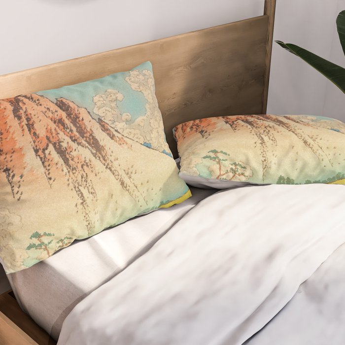 Greeting Kaneda - Mountain  Nature Landscape in Yellow, Orange and Blue Pillow Sham Gallery Image 2