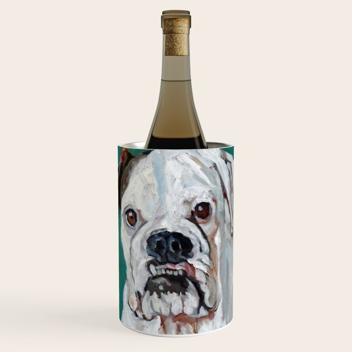 White Boxer Dog Painting Wine Chiller Gallery Image 1