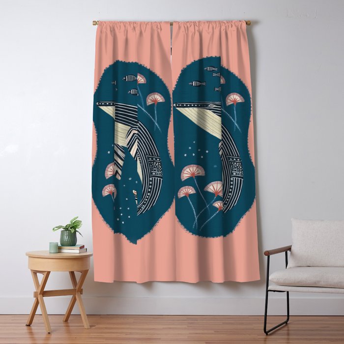 Whale in Bloom Window Curtain Gallery Image 1