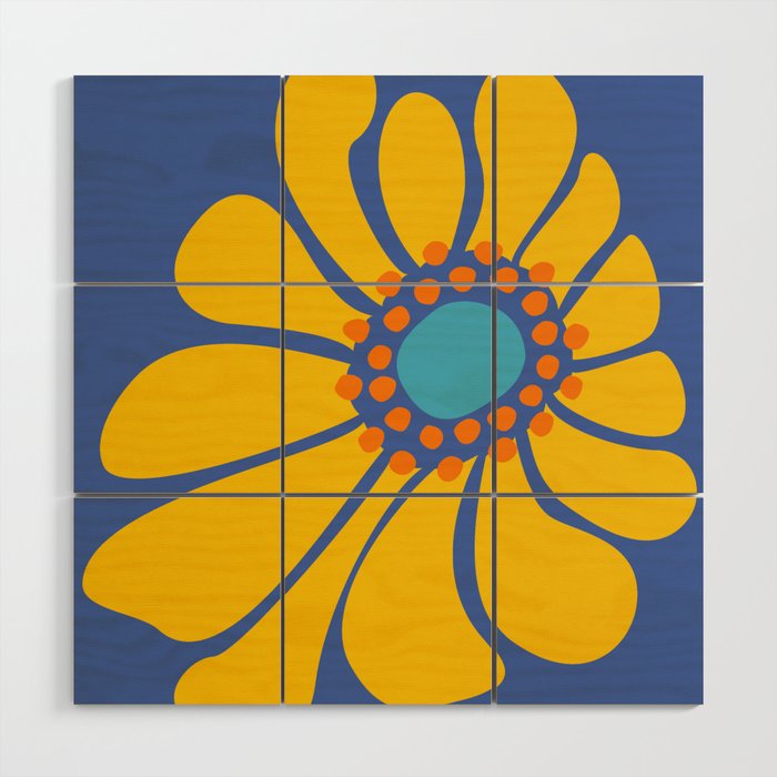Groovy Yellow Flower Wood Wall Art Gallery Image 1