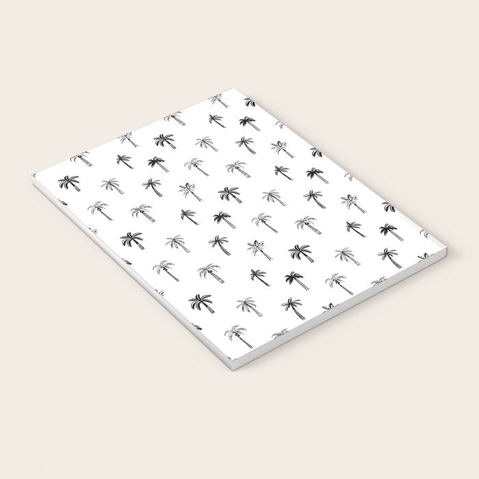 Black and white palm tree beach doodle pattern Notebook Gallery Image 3