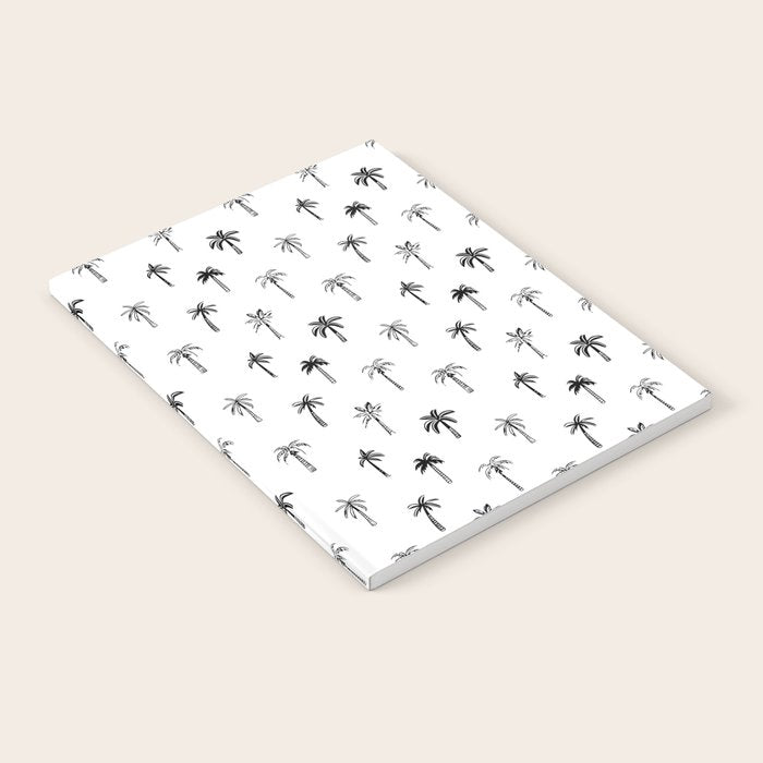 Black and white palm tree beach doodle pattern Notebook Gallery Image 2