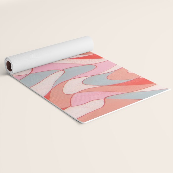 Liquid pinky abstract retro pattern  Yoga Mat Gallery Image 2