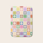 Retro Colorful Flower Checker Tiles Bath Mat Gallery Image 1