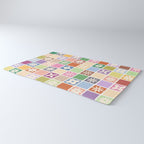 Retro Colorful Flower Checker Tiles Rug Gallery Image 3