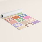 Retro Colorful Flower Checker Tiles Yoga Mat Gallery Image 2