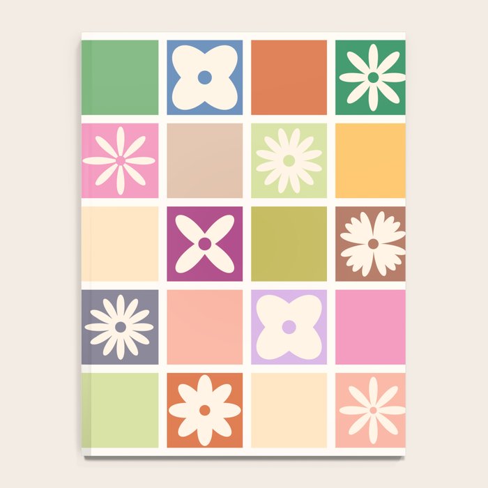 Retro Colorful Flower Checker Tiles Notebook Gallery Image 4