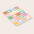 Retro Colorful Flower Checker Tiles Notebook Gallery Image 3