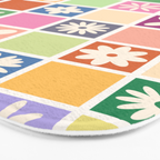 Retro Colorful Flower Checker Tiles Bath Mat Gallery Image 3
