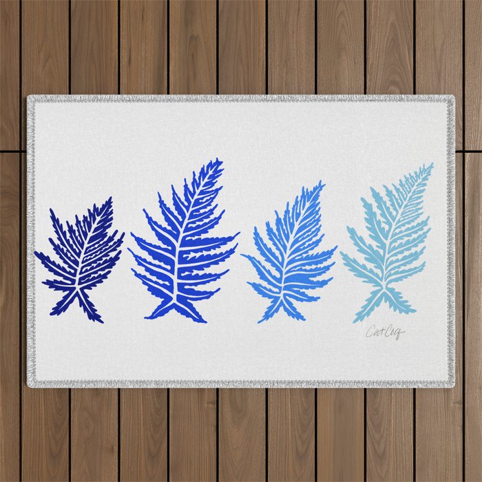 Inked Ferns - Blue Palette Outdoor Rug Gallery Image 1
