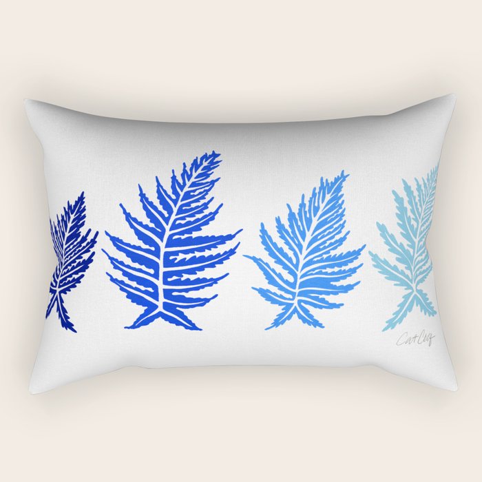 Inked Ferns - Blue Palette Rectangular Pillow Gallery Image 1