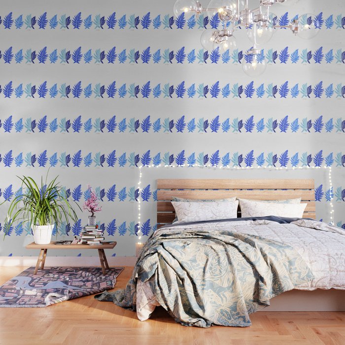 Inked Ferns - Blue Palette Wallpaper Gallery Image 1