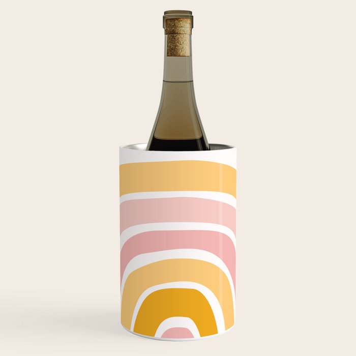 Abstract Shapes 94 in Mustard Yellow and Pale Pink (Rainbow Abstraction) Wine Chiller Gallery Image 1