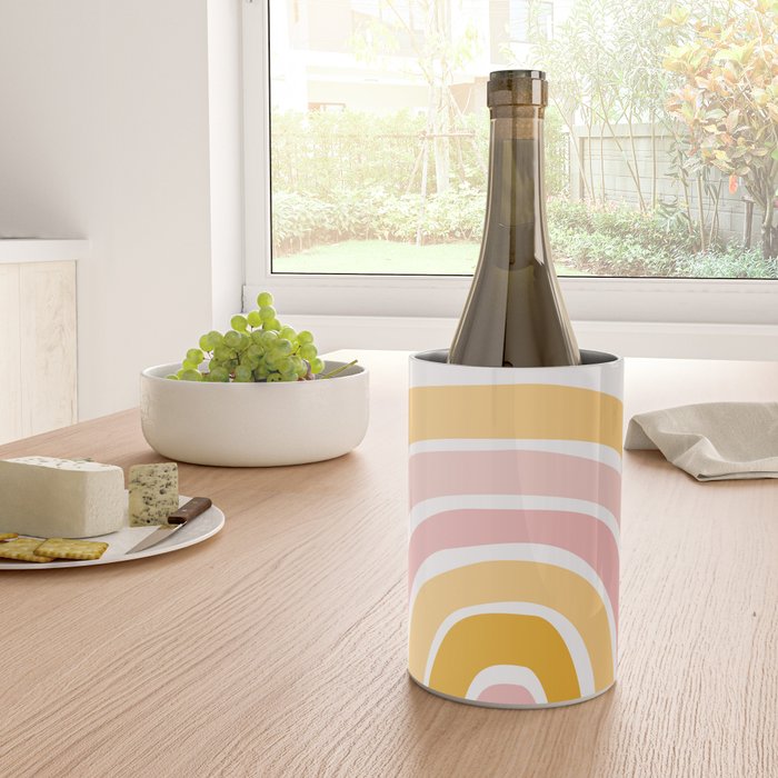 Abstract Shapes 94 in Mustard Yellow and Pale Pink (Rainbow Abstraction) Wine Chiller Gallery Image 4