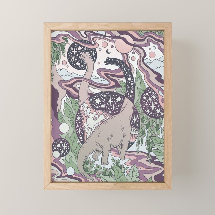 Jurassic Portal | Purple Haze Palette | Dinosaur Science Fiction Art Mini Art Print Gallery Image 1