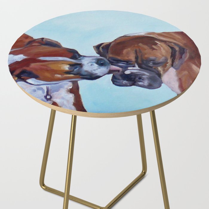 Kissing Boxers Dogs Portrait Side Table Gallery Image 2