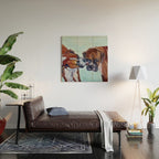 Kissing Boxers Dogs Portrait Wood Wall Art Gallery Image 2
