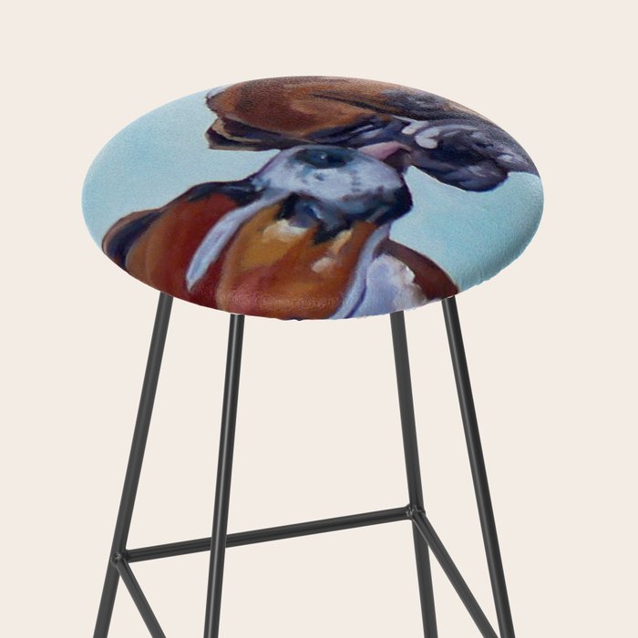 Kissing Boxers Dogs Portrait Stool Gallery Image 2