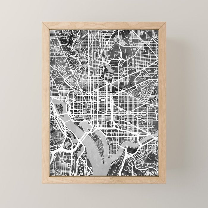Washington DC City Street Map Mini Art Print Gallery Image 1