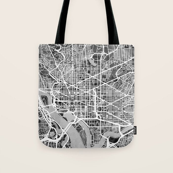 Washington DC City Street Map Tote Bag Gallery Image 1