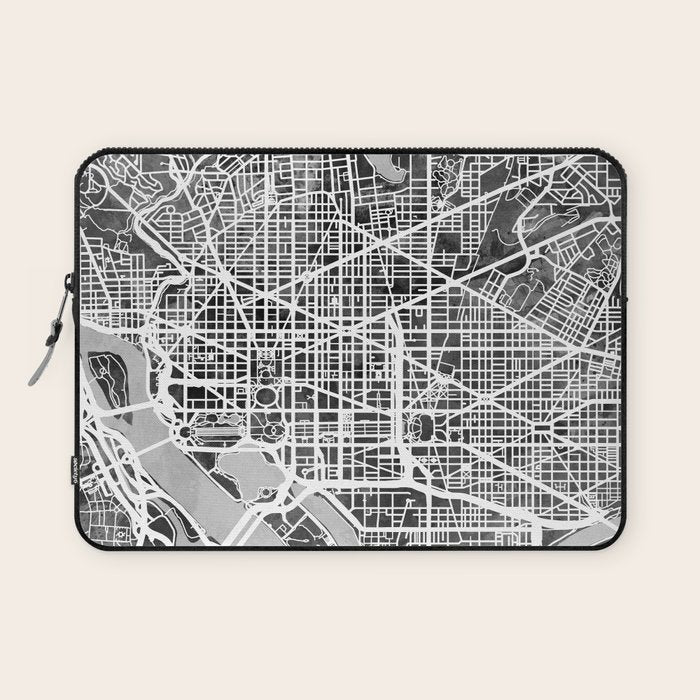 Washington DC City Street Map Laptop Sleeve Gallery Image 1
