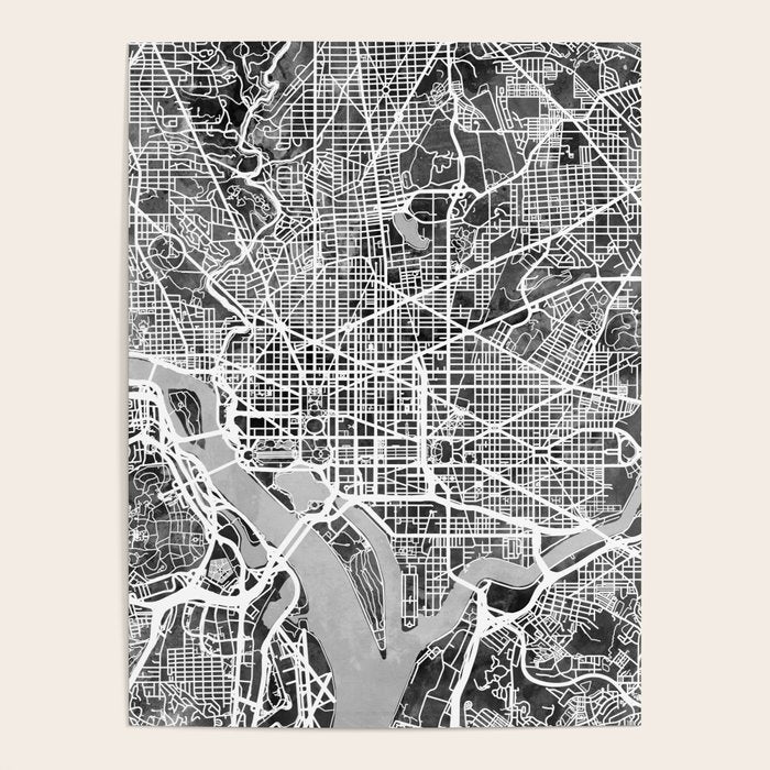 Washington DC City Street Map Poster