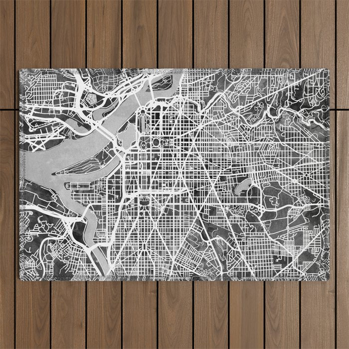 Washington DC City Street Map Outdoor Rug Gallery Image 1