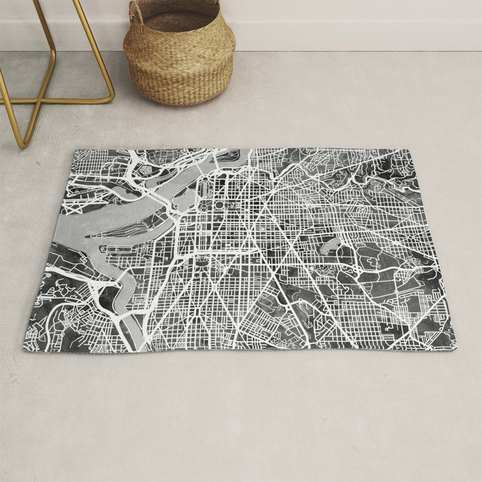 Washington DC City Street Map Rug