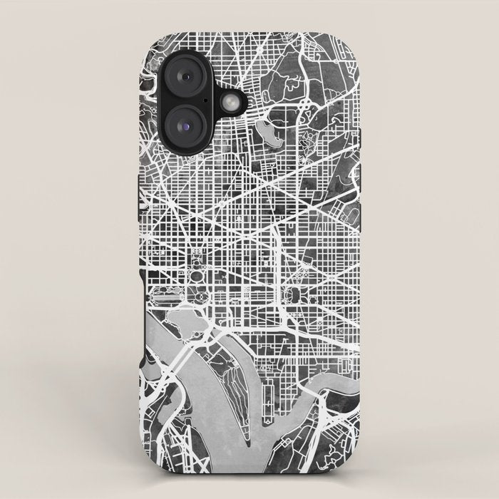 Washington DC City Street Map iPhone Case Gallery Image 1