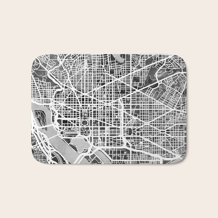 Washington DC City Street Map Bath Mat Gallery Image 1