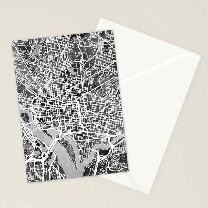 Washington DC City Street Map Stationery Card Gallery Image 2