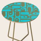 Mid Century Modern Piquet Geometric Mod Olive Green and Turquoise Multi Pattern Side Table Gallery Image 2