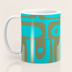 Mid Century Modern Piquet Geometric Mod Olive Green and Turquoise Multi Pattern Coffee Mug Gallery Image 3