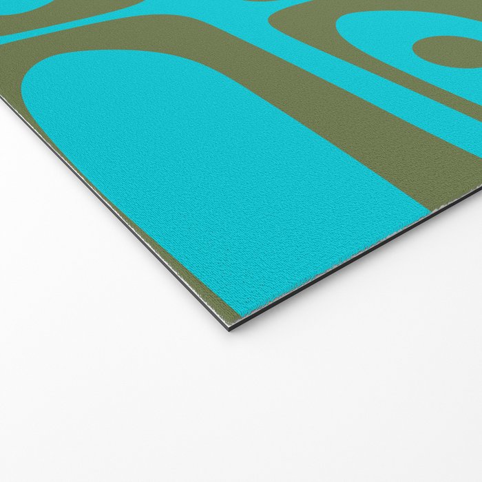 Mid Century Modern Piquet Geometric Mod Olive Green and Turquoise Multi Pattern Welcome Mat Gallery Image 2