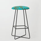 Mid Century Modern Piquet Geometric Mod Olive Green and Turquoise Multi Pattern Stool Gallery Image 1