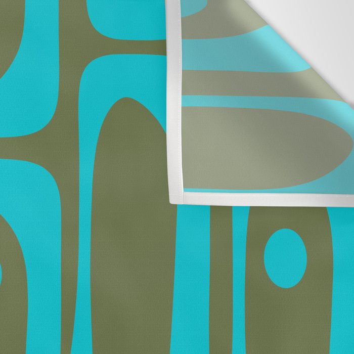 Mid Century Modern Piquet Geometric Mod Olive Green and Turquoise Multi Pattern Wall Tapestry Gallery Image 3