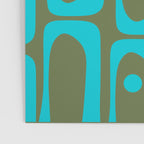 Mid Century Modern Piquet Geometric Mod Olive Green and Turquoise Multi Pattern Poster Gallery Image 3