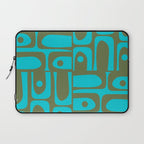 Mid Century Modern Piquet Geometric Mod Olive Green and Turquoise Multi Pattern Laptop Sleeve Gallery Image 1