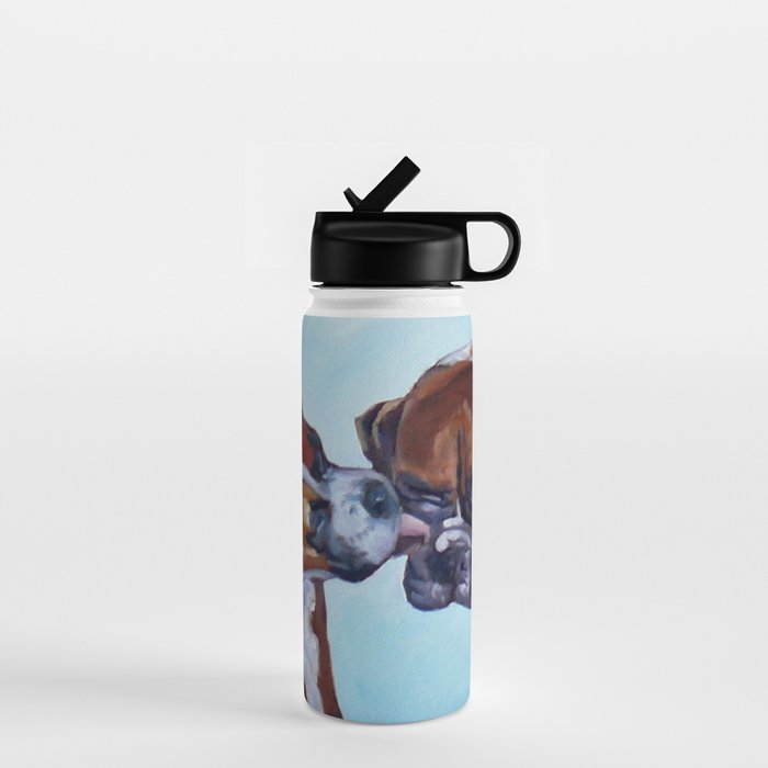 Kissing Boxers Dogs Portrait Water Bottle Gallery Image 1