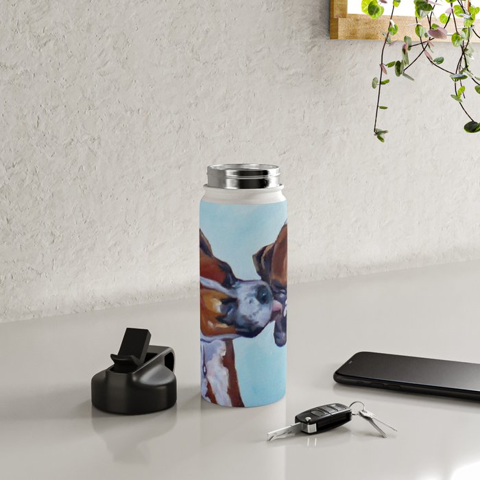 Kissing Boxers Dogs Portrait Water Bottle Gallery Image 4