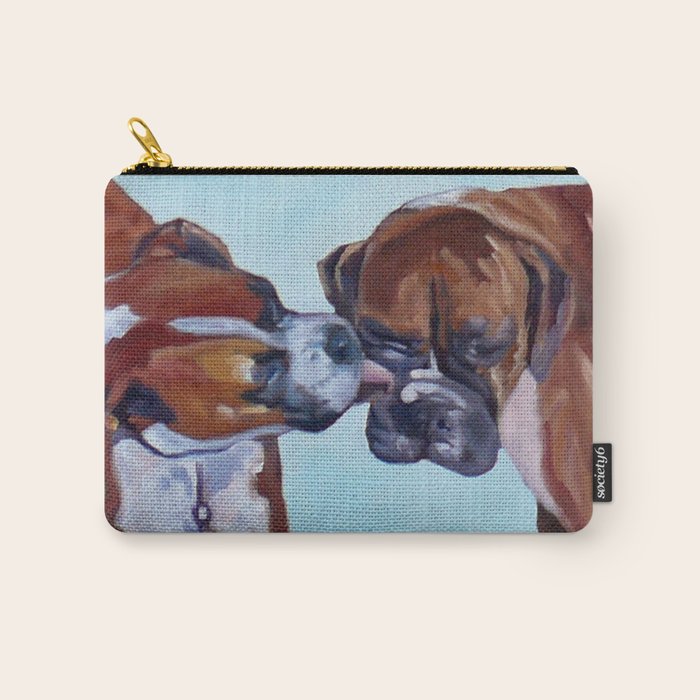 Kissing Boxers Dogs Portrait Carry All Pouch Gallery Image 1