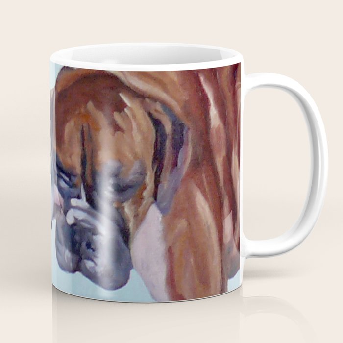 Kissing Boxers Dogs Portrait Coffee Mug Gallery Image 1