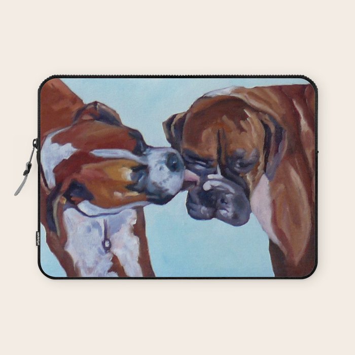 Kissing Boxers Dogs Portrait Laptop Sleeve Gallery Image 1