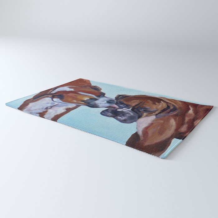 Kissing Boxers Dogs Portrait Rug Gallery Image 3