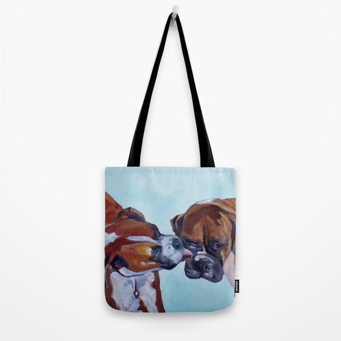 Kissing Boxers Dogs Portrait Tote Bag Gallery Image 2