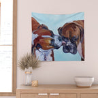 Kissing Boxers Dogs Portrait Wall Tapestry Gallery Image 2