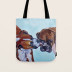 Kissing Boxers Dogs Portrait Tote Bag Gallery Image 1