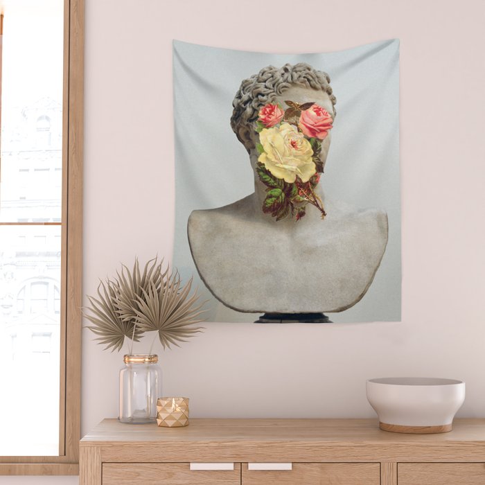 Bust With Flowers Wall Tapestry Gallery Image 2